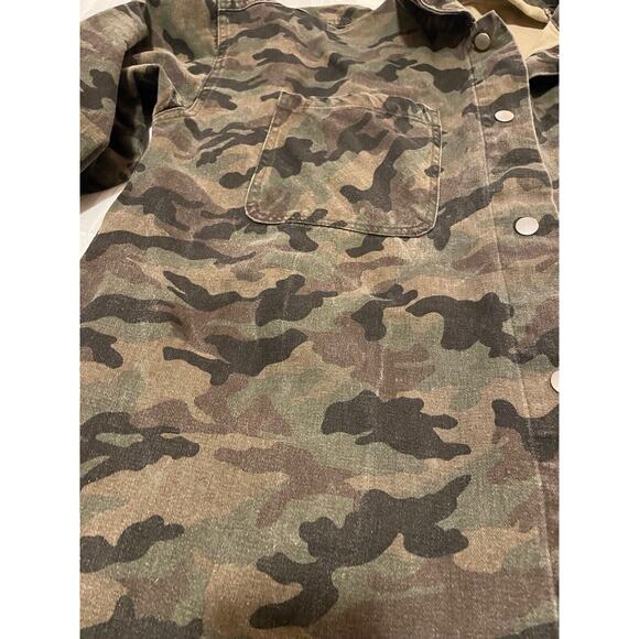 Charlie Paige Faded Camouflage Jacket Sz Large Lg Utility Coat Snap Up - Picture 11 of 16